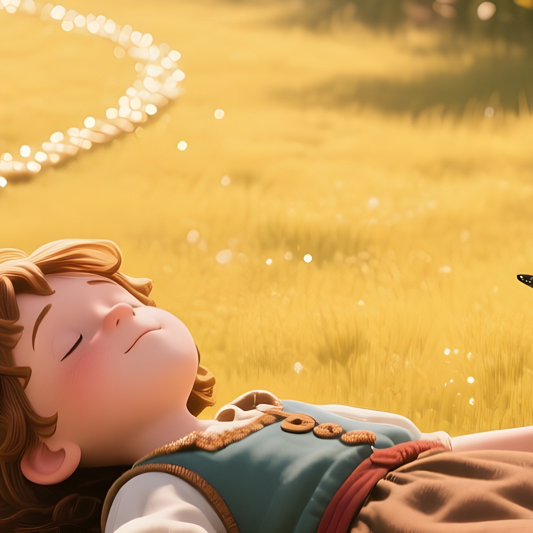 A Golden Meadow At Midday Where Hansel And Gretel Lay Breadcrumbs Forming A Sparkling Trail, - Full Resolution Quality Preview