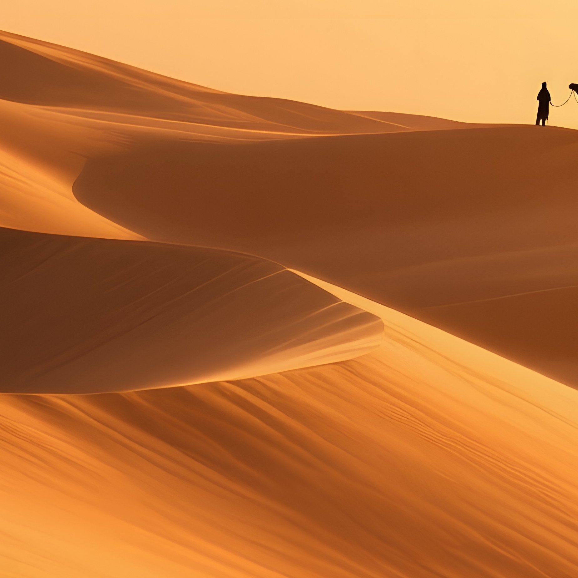 A Golden Sand Dune At Sunset In Late Summer, Wind Sculpted Ridges, Warm Amber Light, Distant - Full Resolution Quality Preview