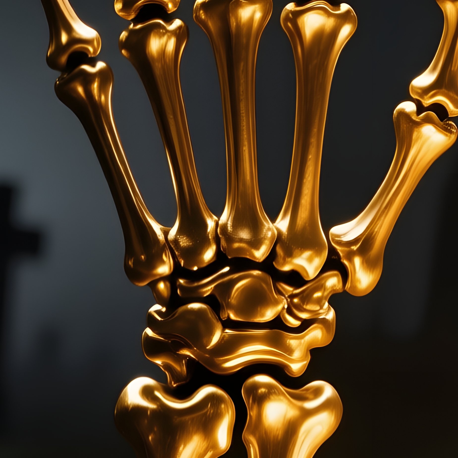 A Golden Skeletal Hand Emerging From The Ground Skeletal Hand - Full Resolution Quality Preview