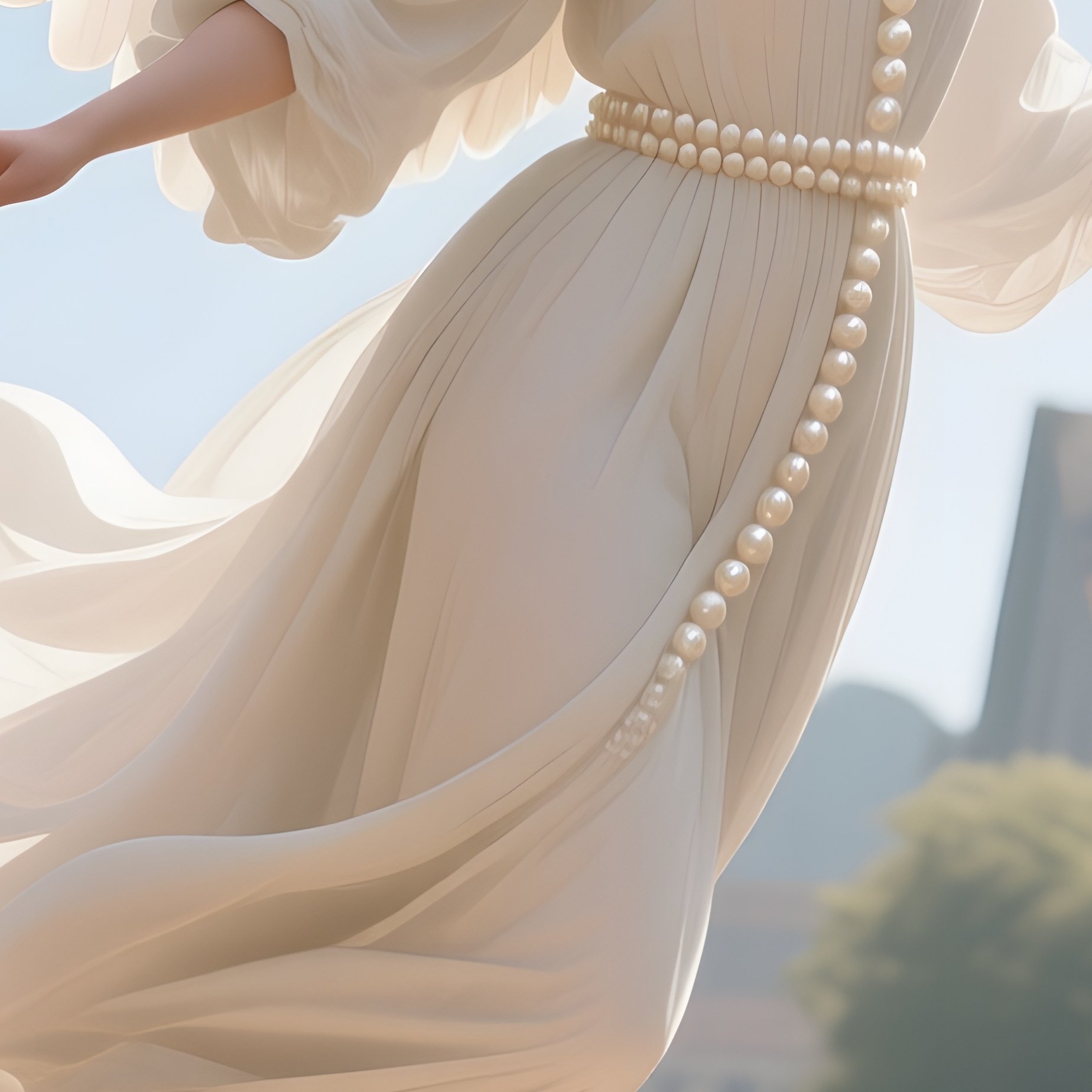 A Graceful Angel With Pearl White Wings Gliding Above A Bustling Medieval Market Square At Midday, - Full Resolution Quality Preview