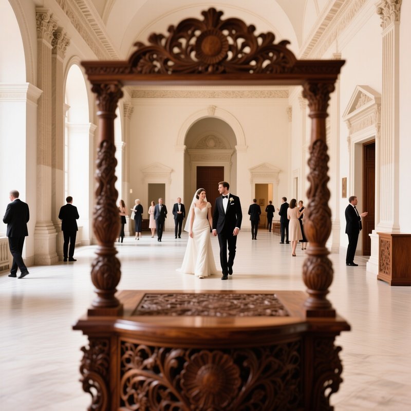A Grand Interior Space With People And Ornate Architectural