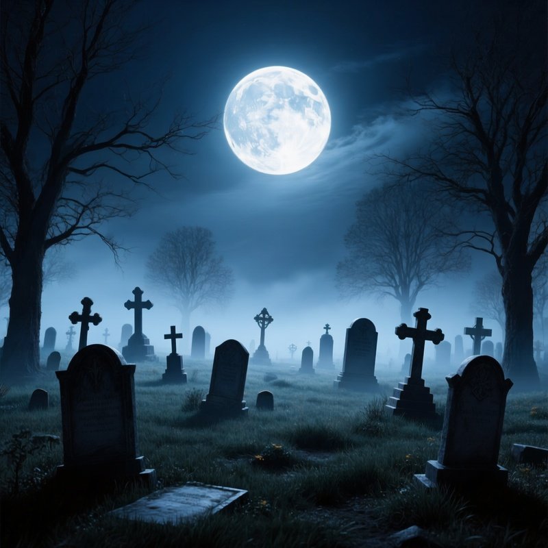 A Graveyard Under A Full Moon Graveyard Full Moon