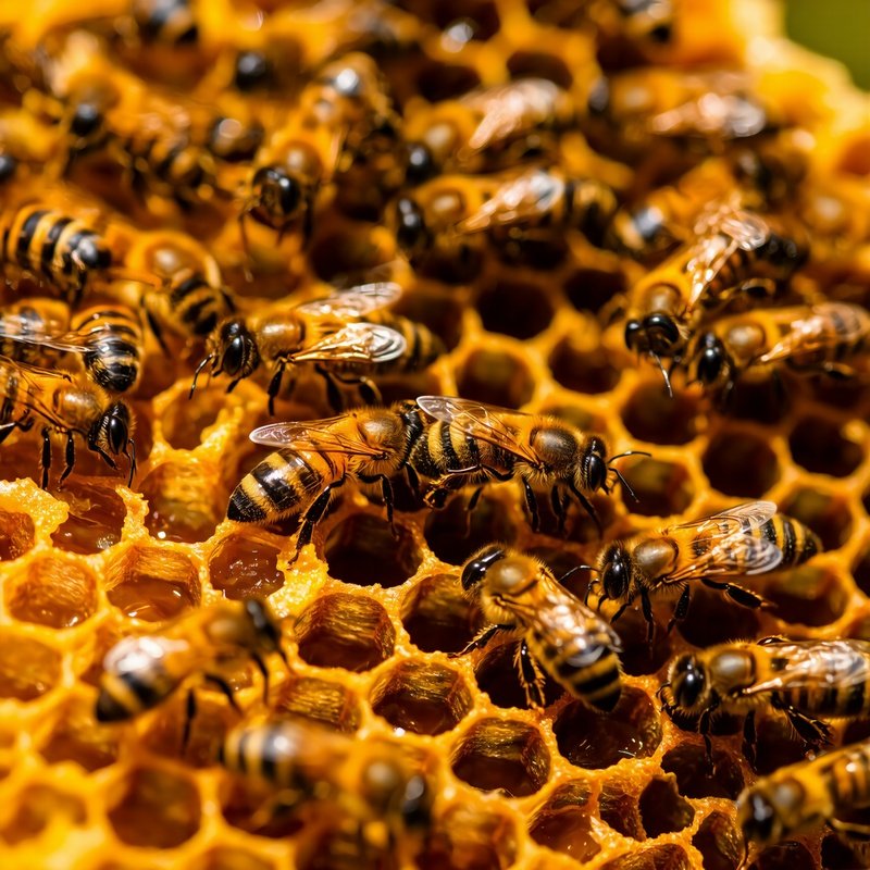 A Group Of Bees On A Honeycomb Bees Honeycomb