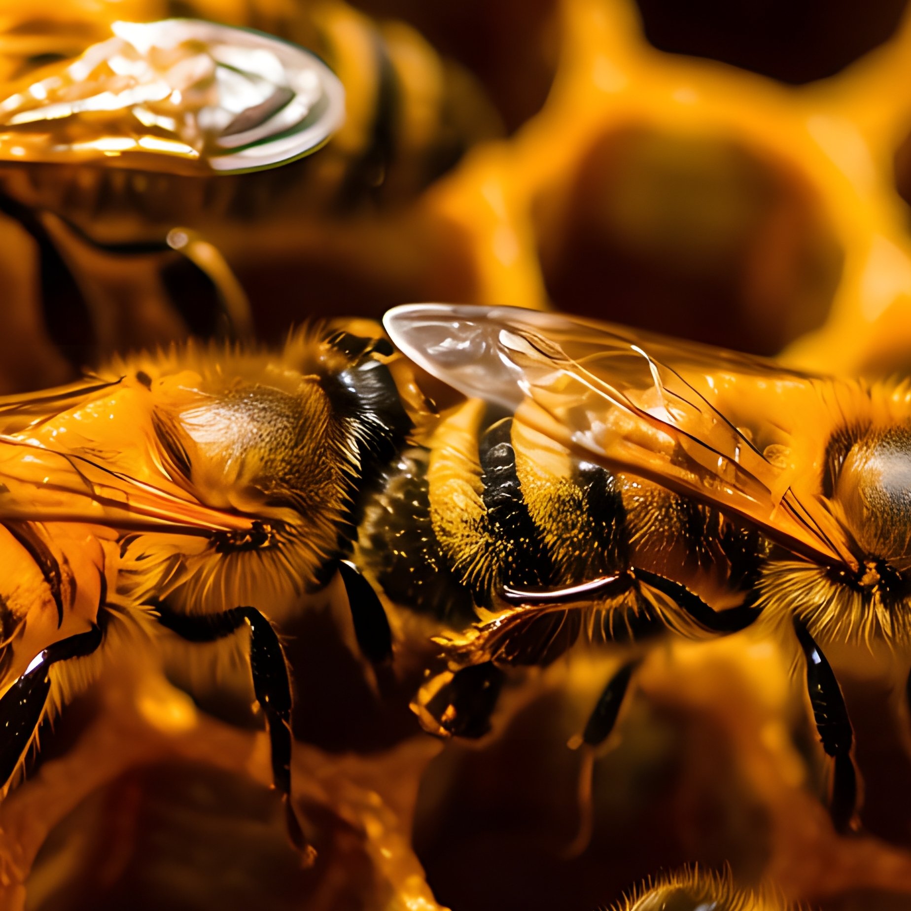 A Group Of Bees On A Honeycomb Bees Honeycomb - Full Resolution Quality Preview