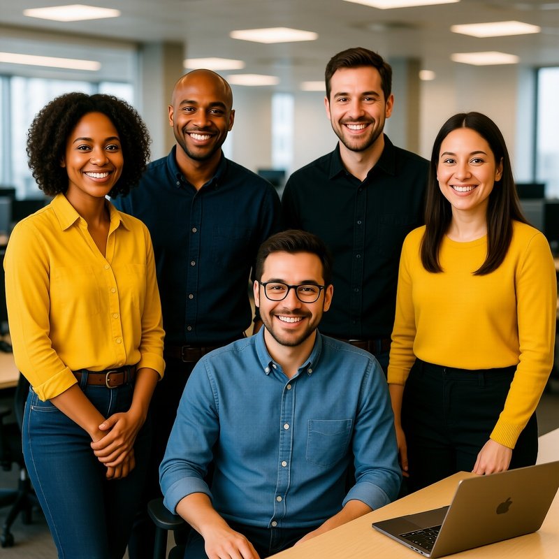 A Group Of Five People Standing Together Team Diversity