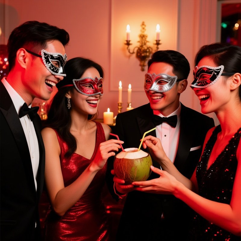 A Group Of Four People Enjoying A Social Gathering Social