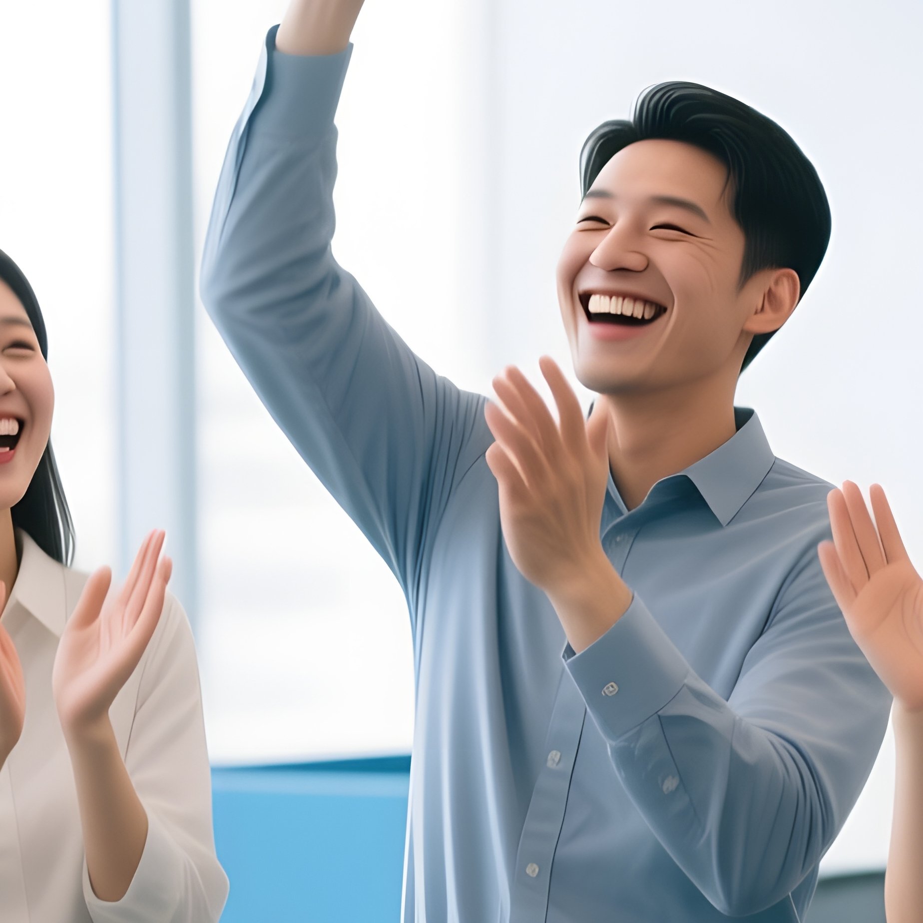 A Group Of People Celebrating In An Office Setting Celebration - Full Resolution Quality Preview