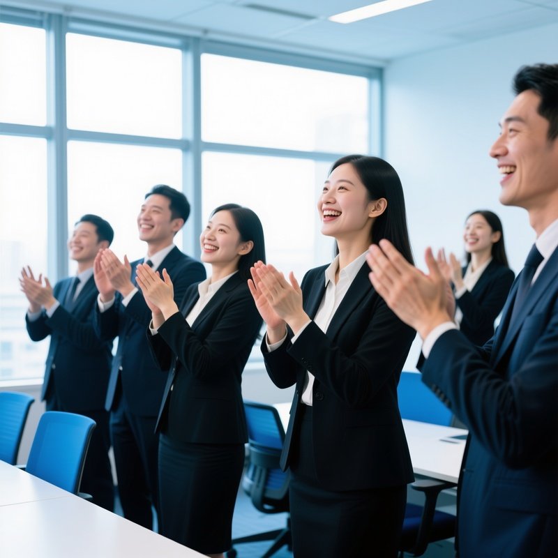 A Group Of People Clapping In A Professional Setting Business