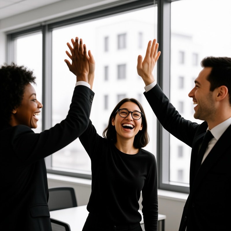 A Group Of People Giving High Fives Celebration Teamwork
