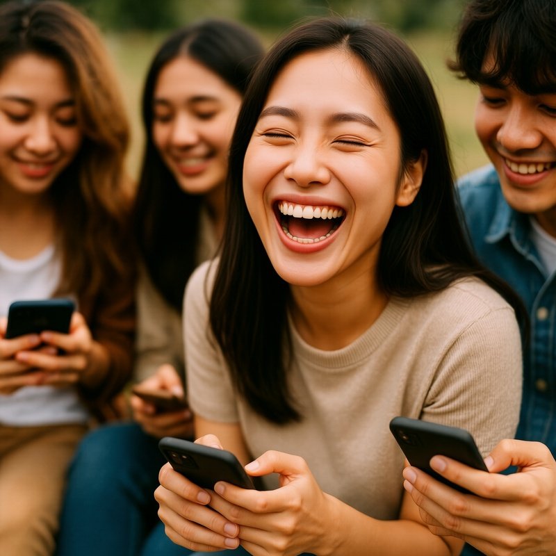 A Group Of People Sitting Together Outdoors Group Laughter