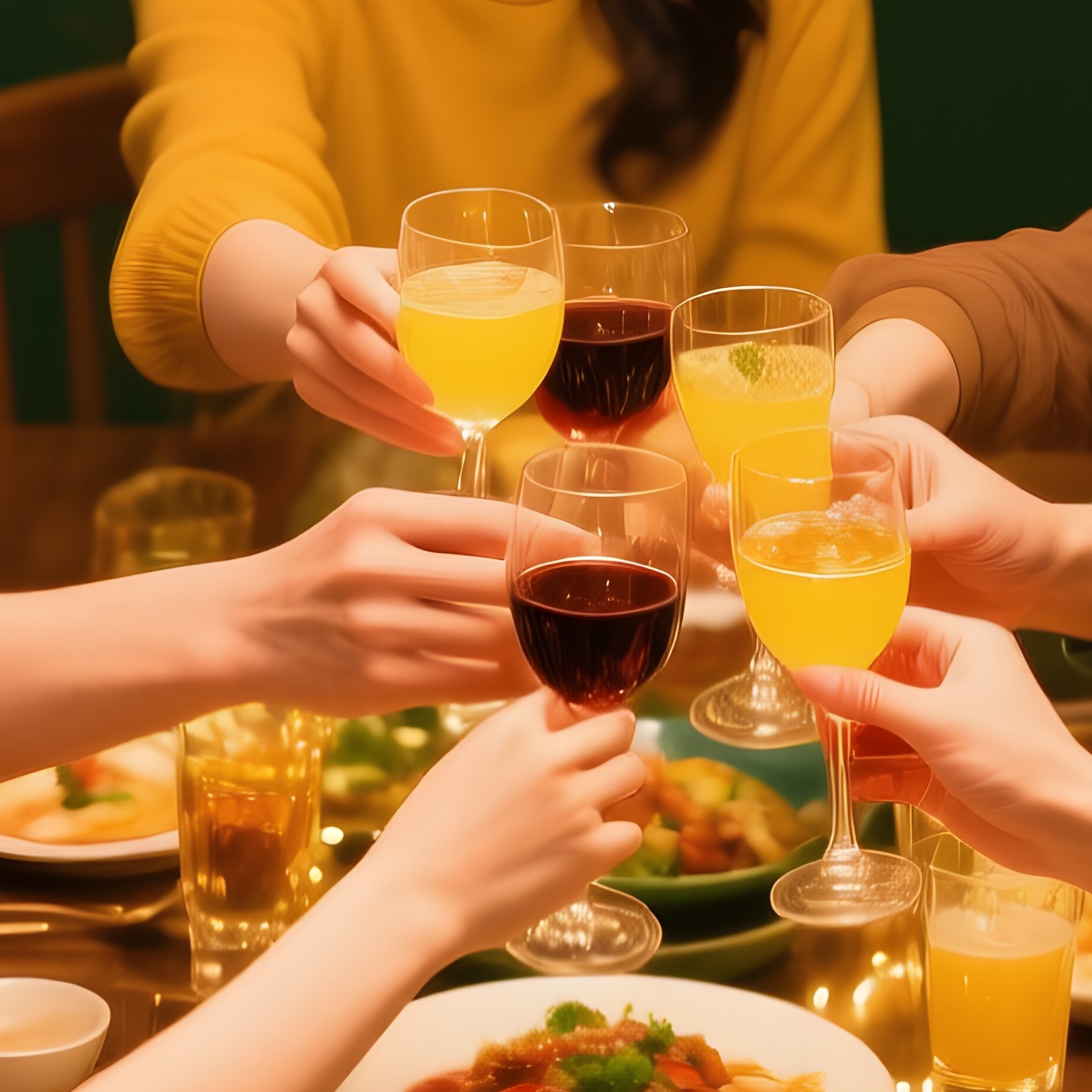 A Group Of People Toasting At A Festive Gathering Celebration - Full Resolution Quality Preview