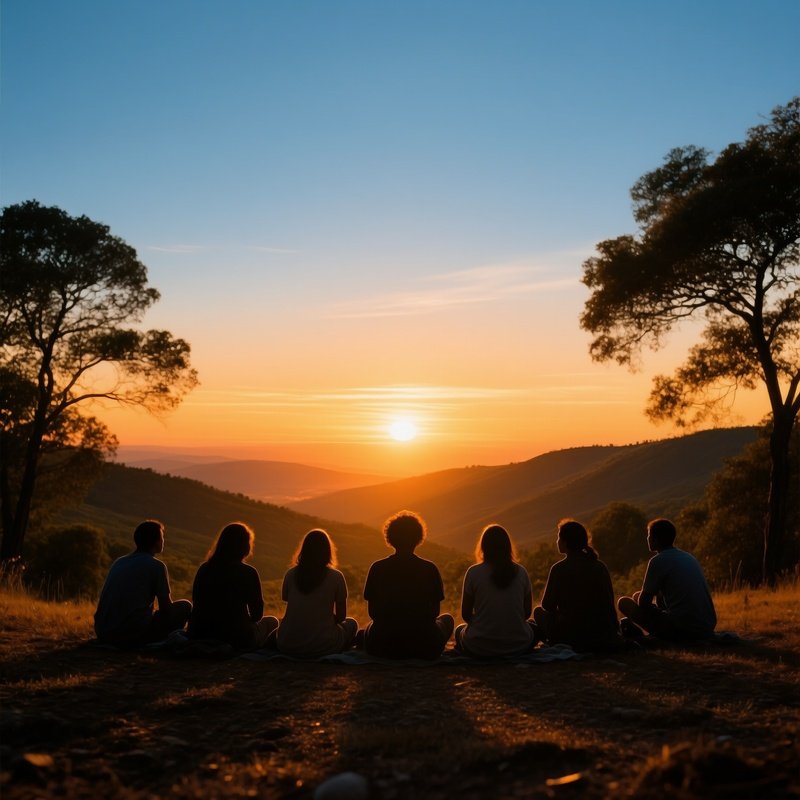 A Group Of People Watching A Sunset Sunset Nature