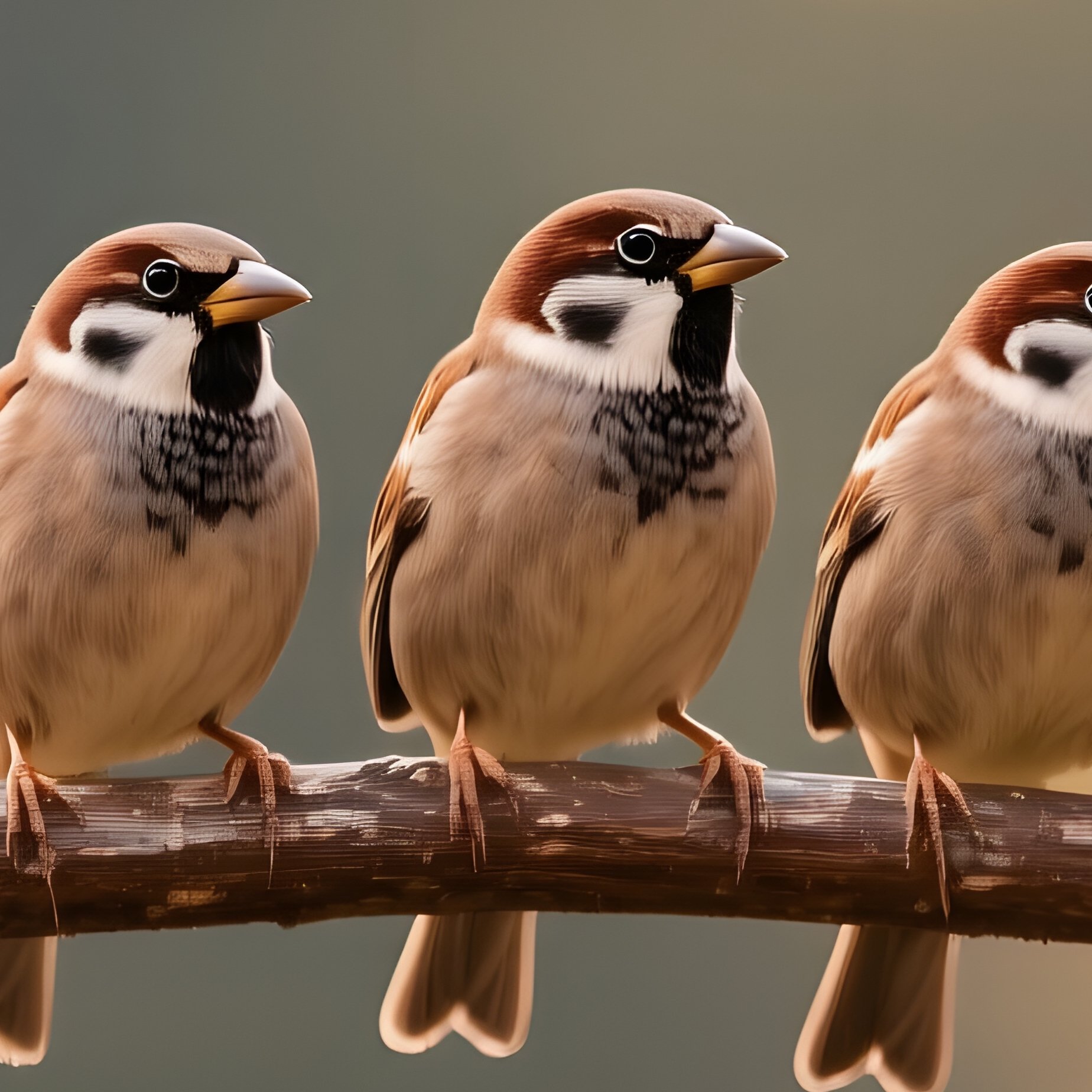 A Group Of Sparrows Perched On A Branch Sparrows Birds - Full Resolution Quality Preview