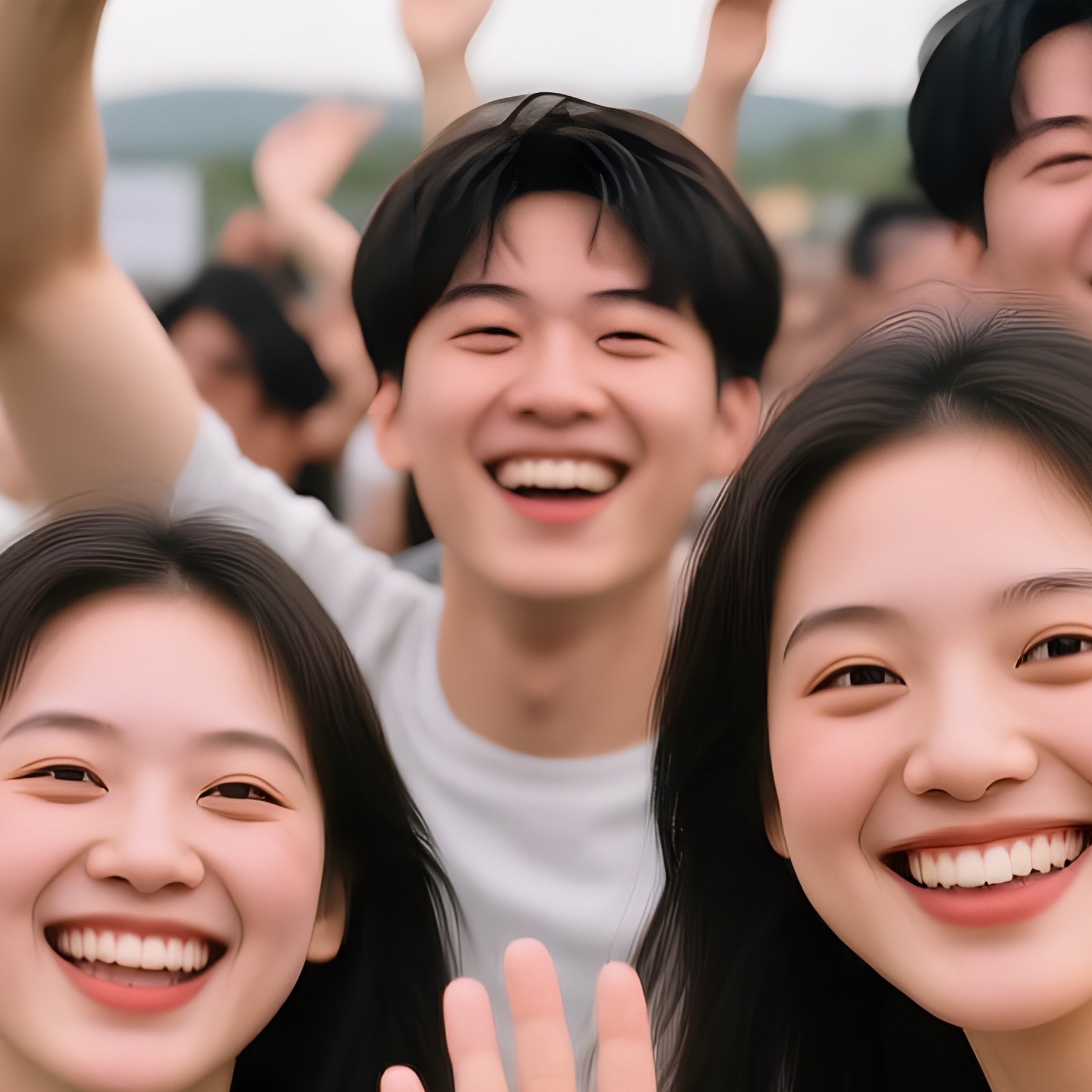 A Group Of Young People Posing Together Group Photo Outdoor - Full Resolution Quality Preview