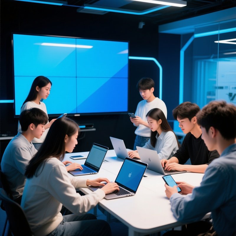 A Group Study Session In A Digital Workspace