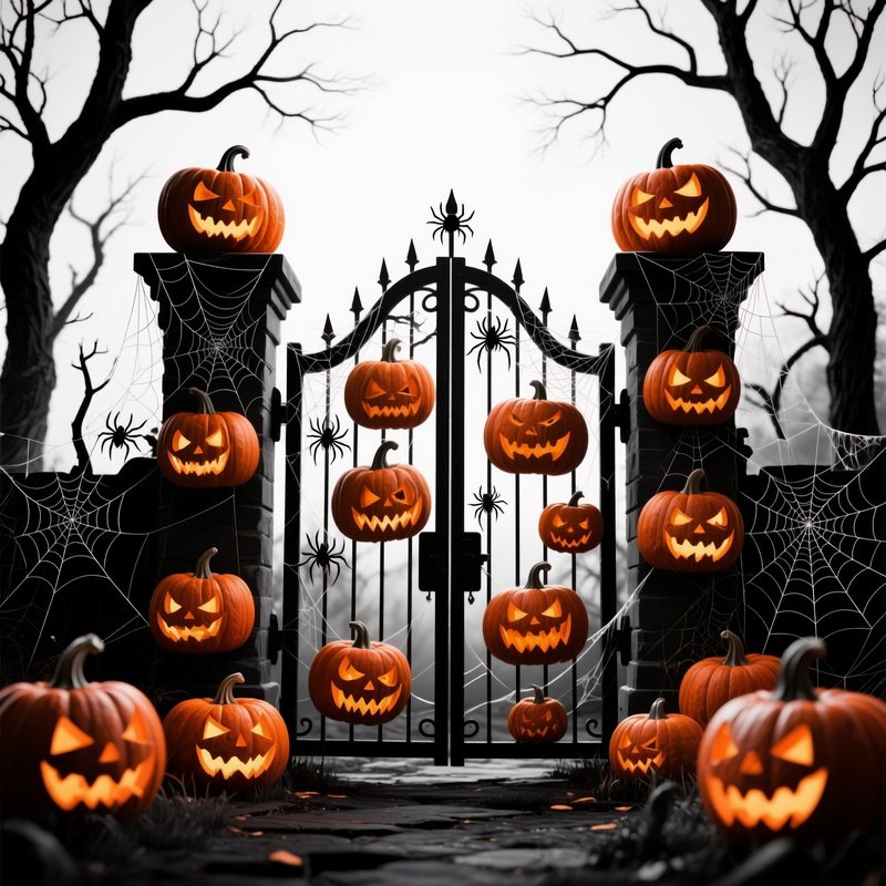 A Halloween Themed Gate With Jack O Lanterns Halloween Gate