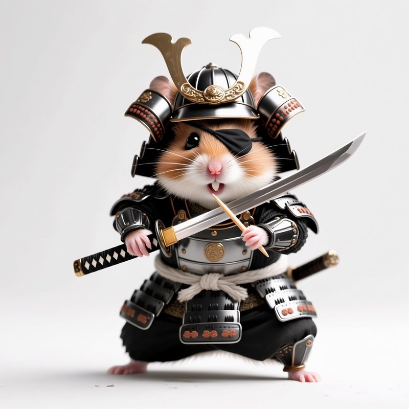 A Hamster Samurai Wielding A Toothpick Sword