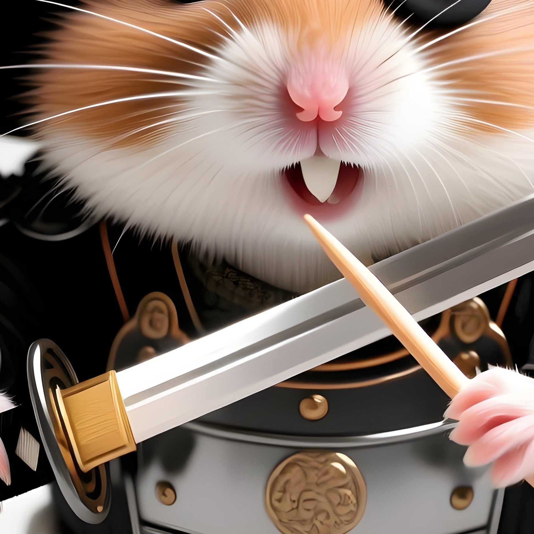 A Hamster Samurai Wielding A Toothpick Sword - Full Resolution Quality Preview