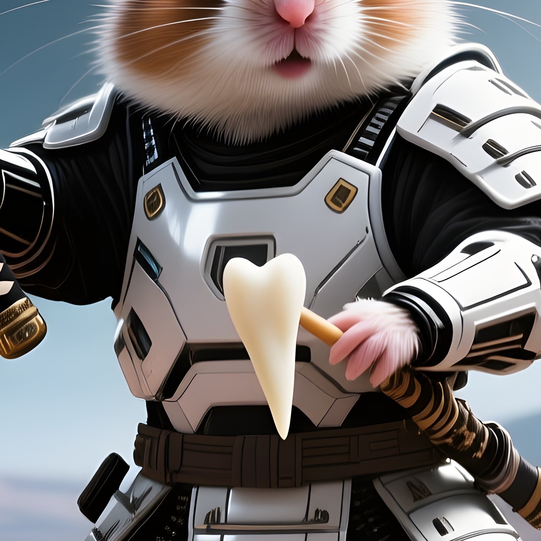 A Hamster Samurai Wielding A Toothpick Sword Alien Scene - Full Resolution Quality Preview