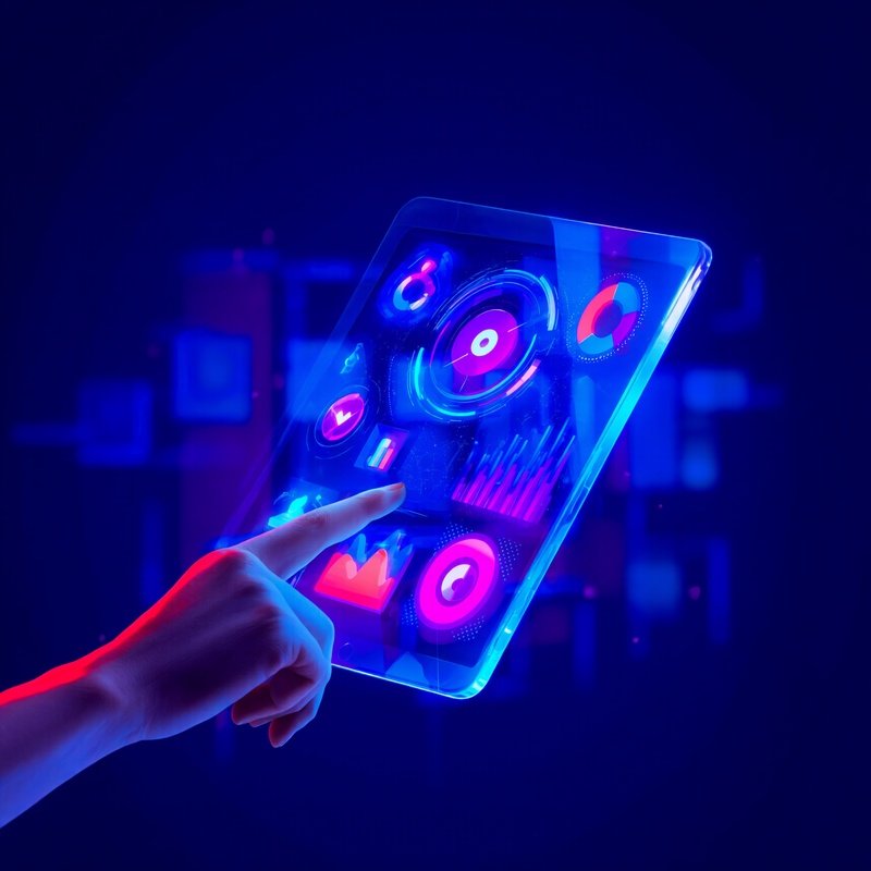 A Hand Holding A Transparent Digital Tablet Futuristic Technology