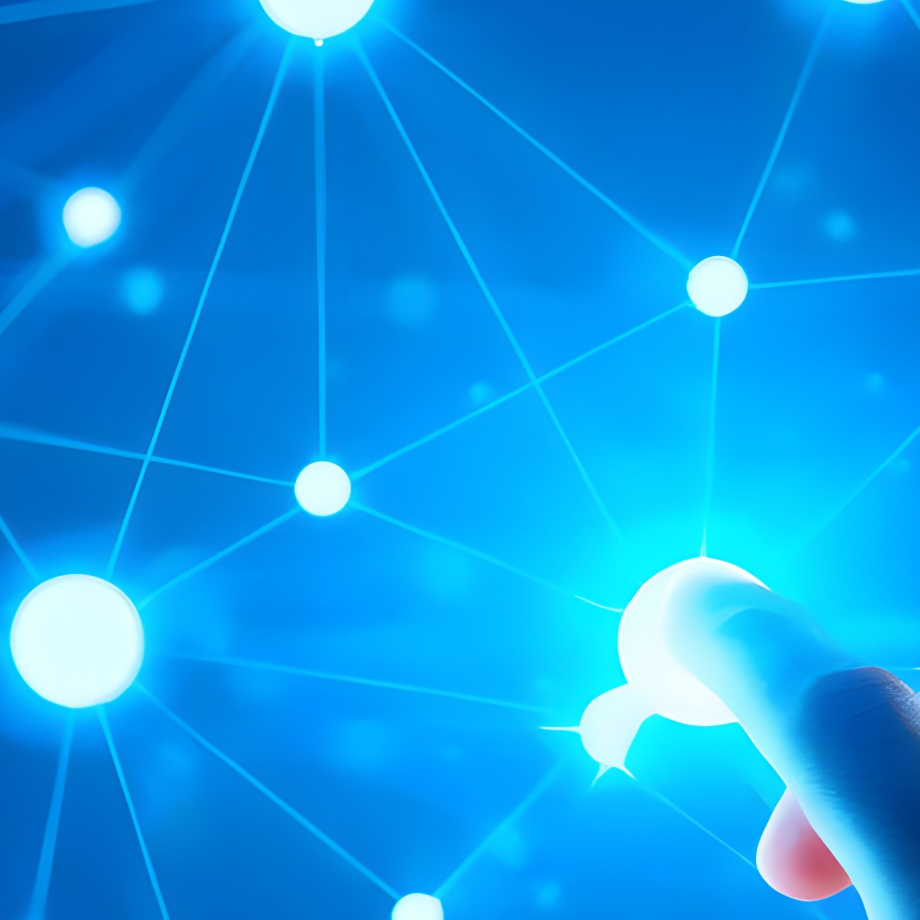 A Hand Interacting With A Digital Network Structure Technology - Full Resolution Quality Preview