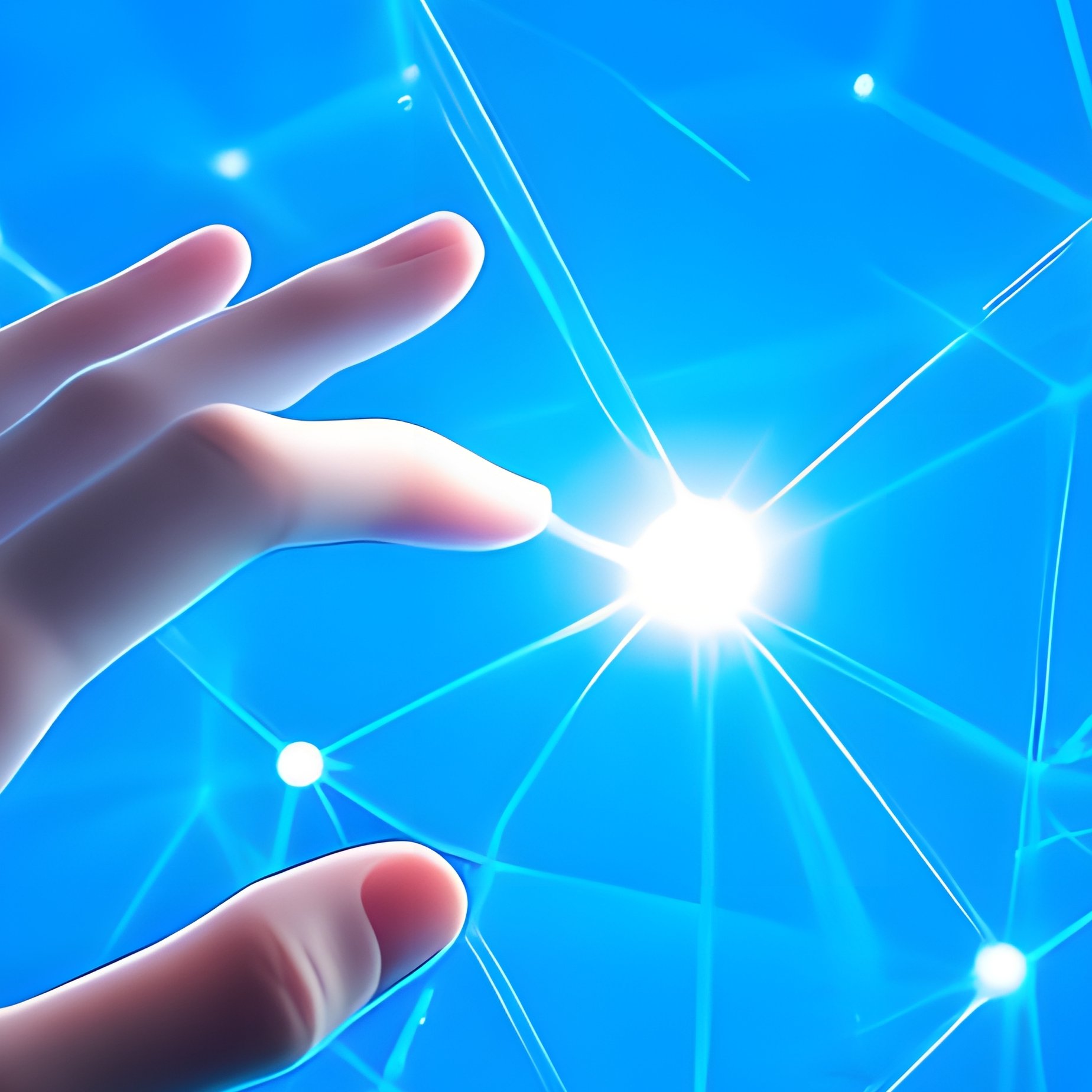 A Hand Interacting With A Digital Network Structure Technology - Full Resolution Quality Preview