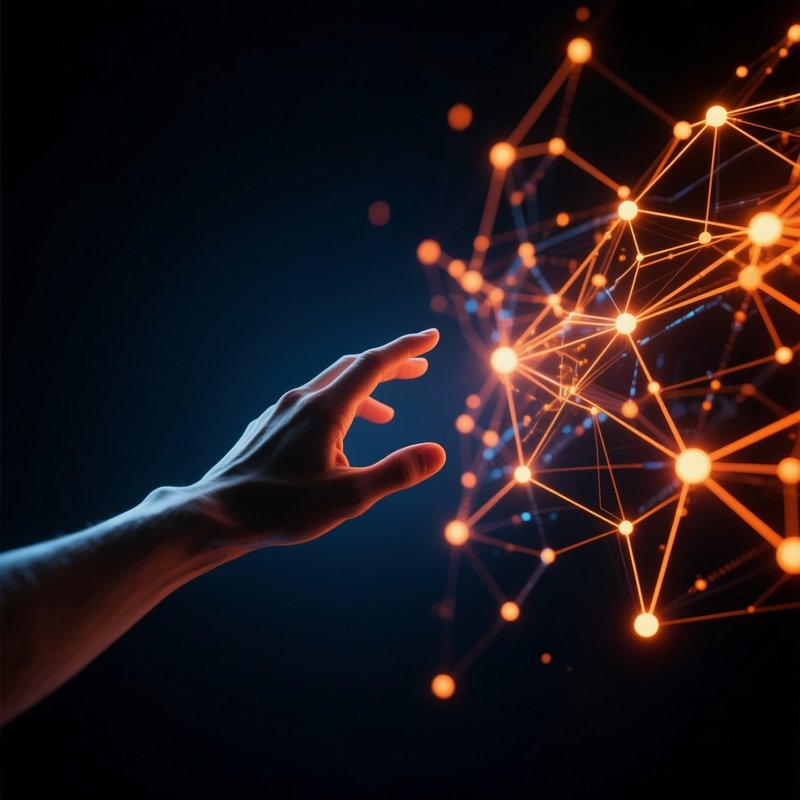 A Hand Interacting With A Digital Network Technology Network