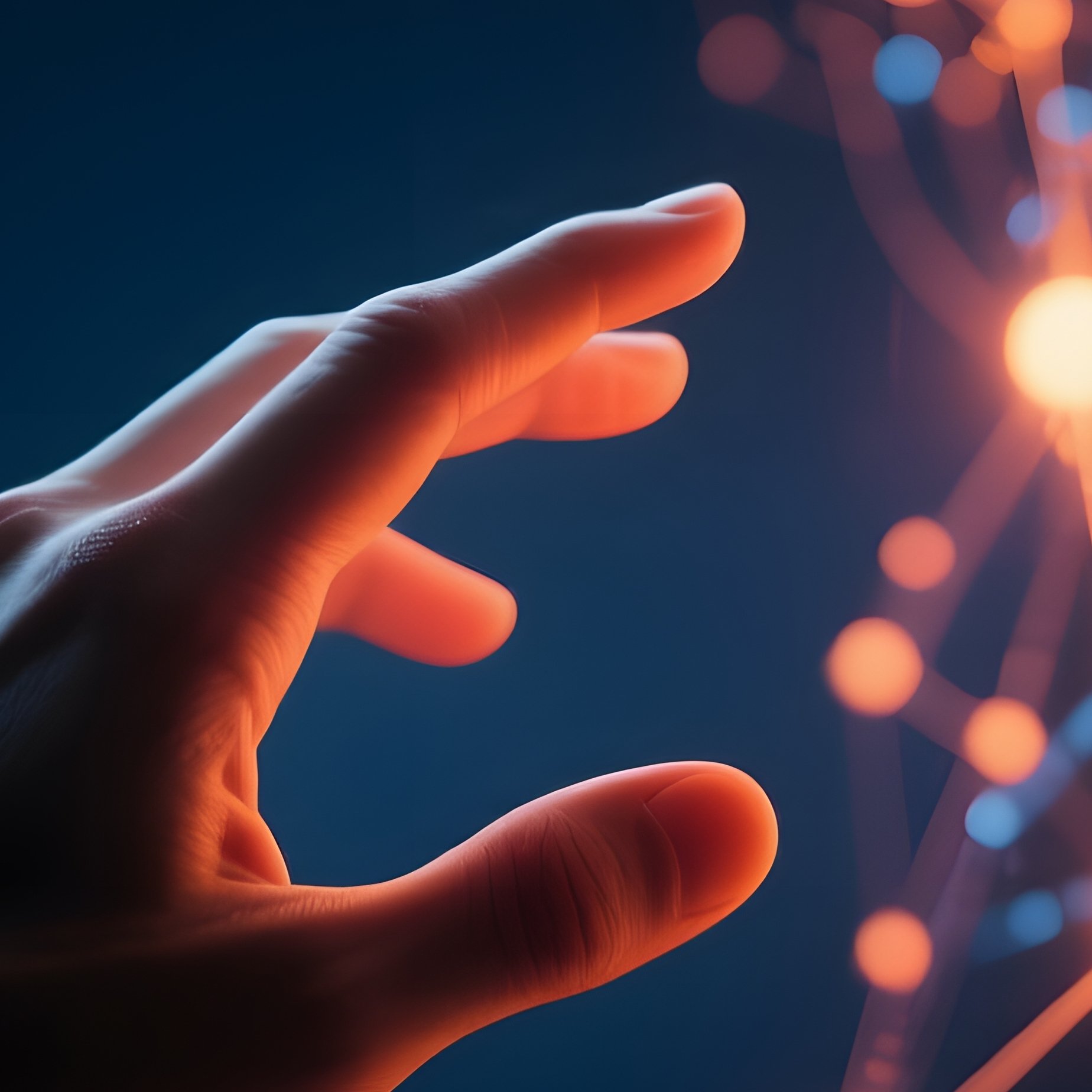 A Hand Interacting With A Digital Network Technology Network - Full Resolution Quality Preview