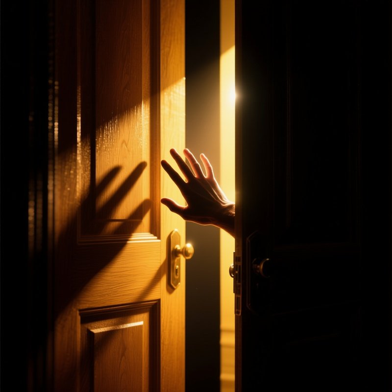 A Hand Reaching Through A Partially Opened Door Hand Door