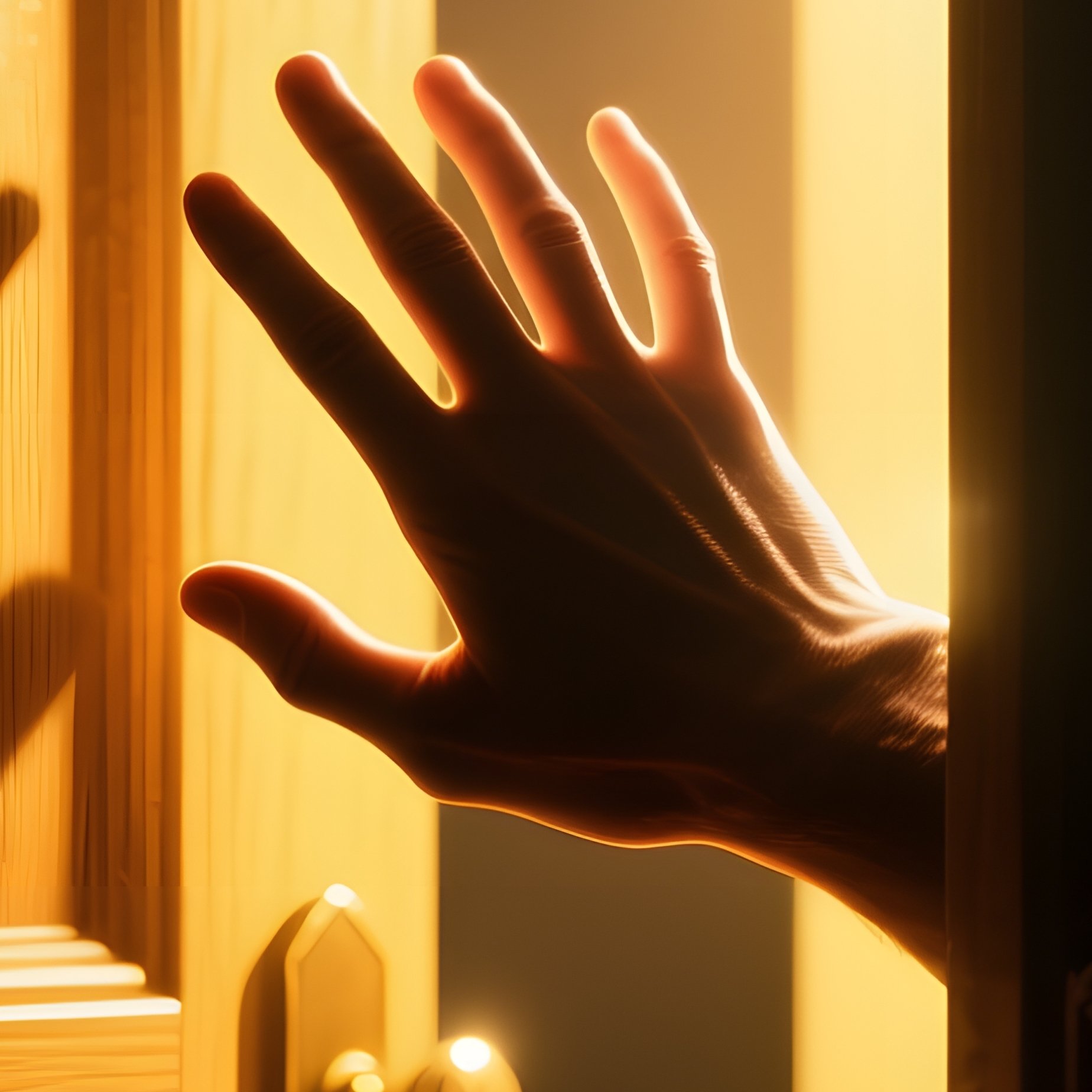 A Hand Reaching Through A Partially Opened Door Hand Door - Full Resolution Quality Preview