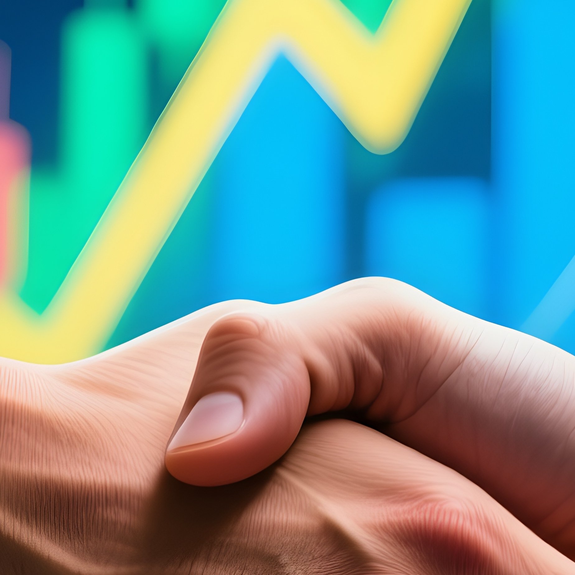 A Handshake In Front Of Rising Stock Charts - Full Resolution Quality Preview