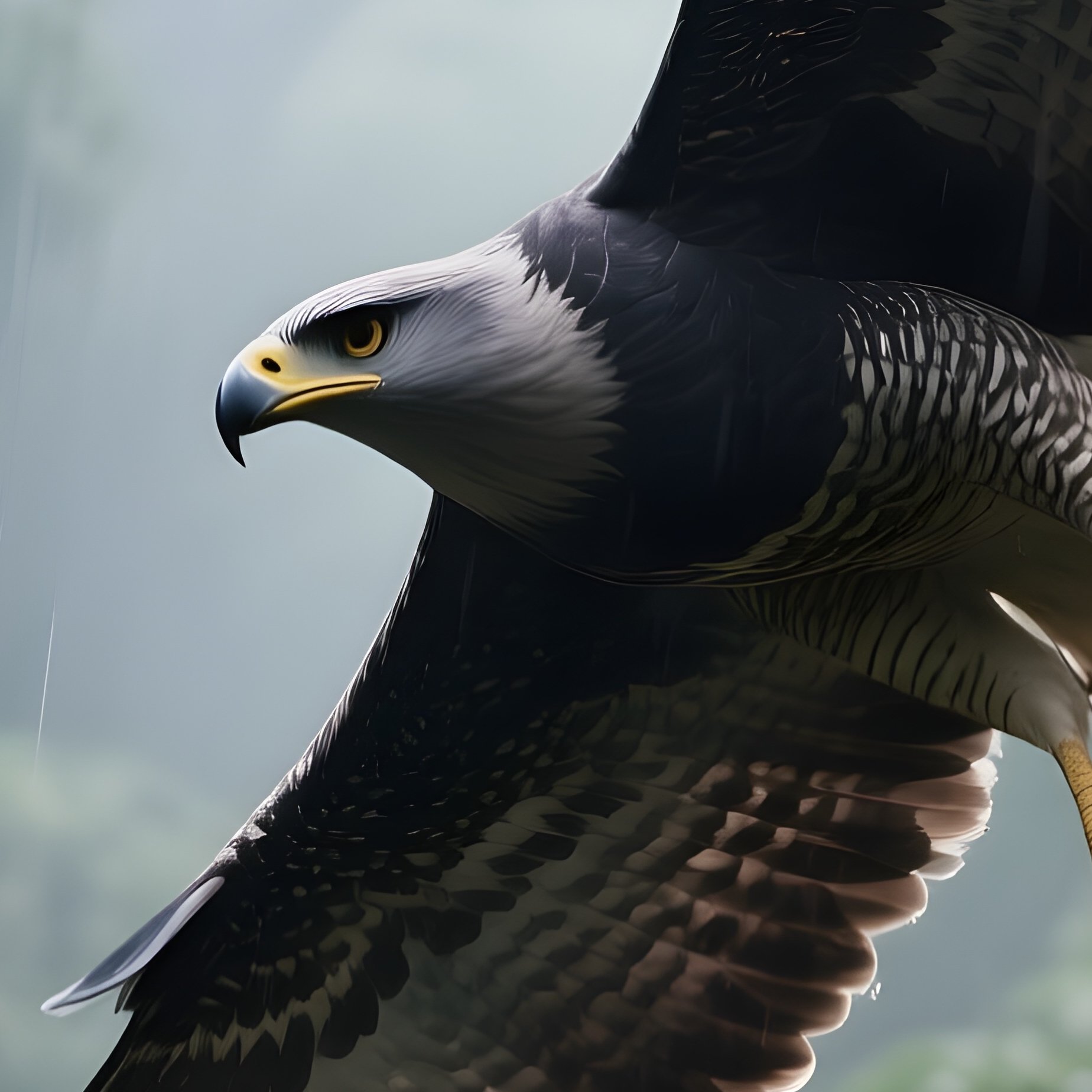 A Harpy Eagle Swooping Through Rainforest Canopy. - Full Resolution Quality Preview