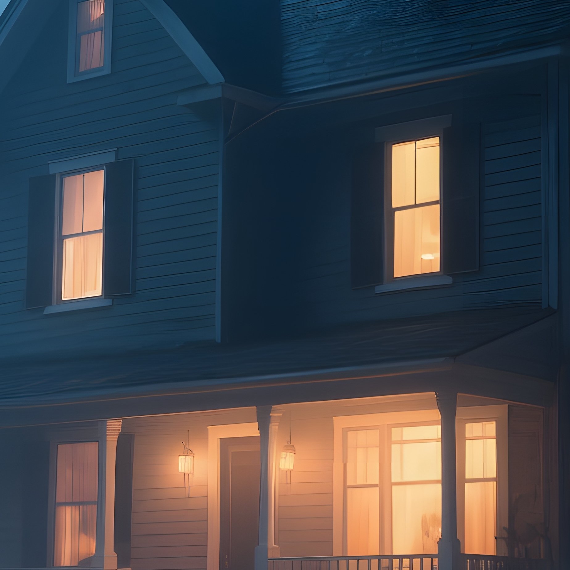 A Haunted House At Night With Ghostly Figures Haunted House Ghosts - Full Resolution Quality Preview