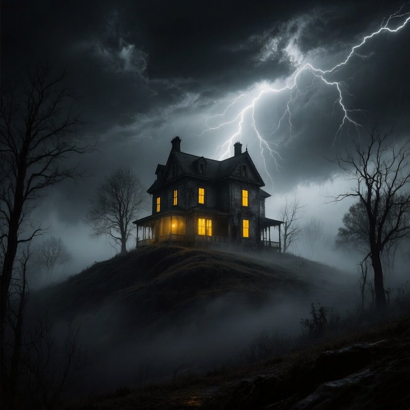 A Haunted House On A Hill During A Storm Haunted Mansion