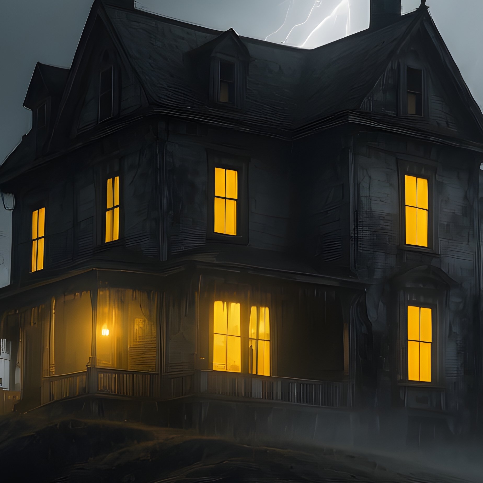 A Haunted House On A Hill During A Storm Haunted Mansion - Full Resolution Quality Preview
