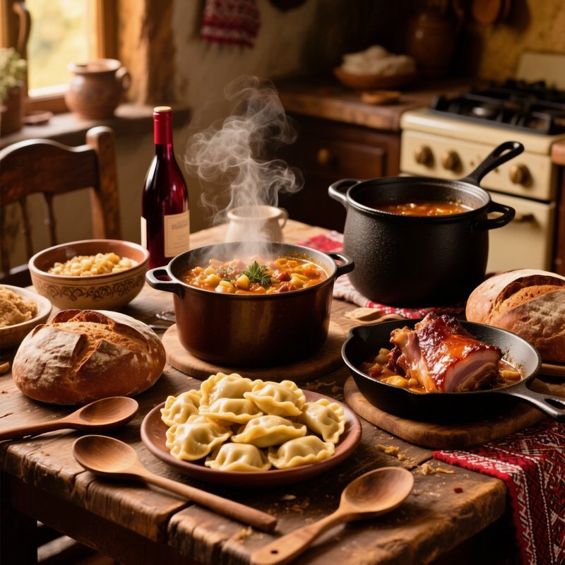 A Hearty Polish Meal With Rich Textures And Warm Colors