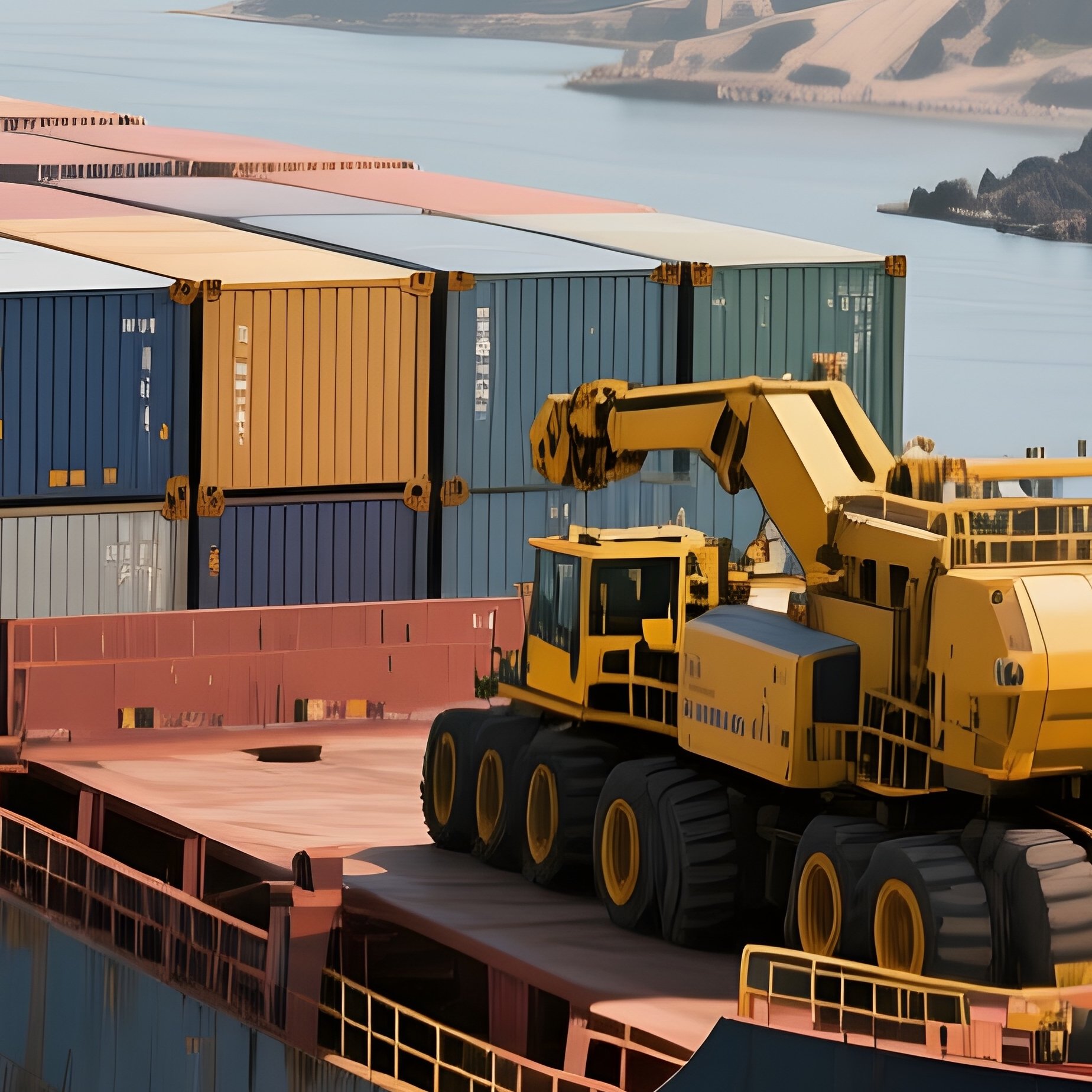 A Heavy Cargo Vessel Transporting Mining Equipment Overseas - Full Resolution Quality Preview