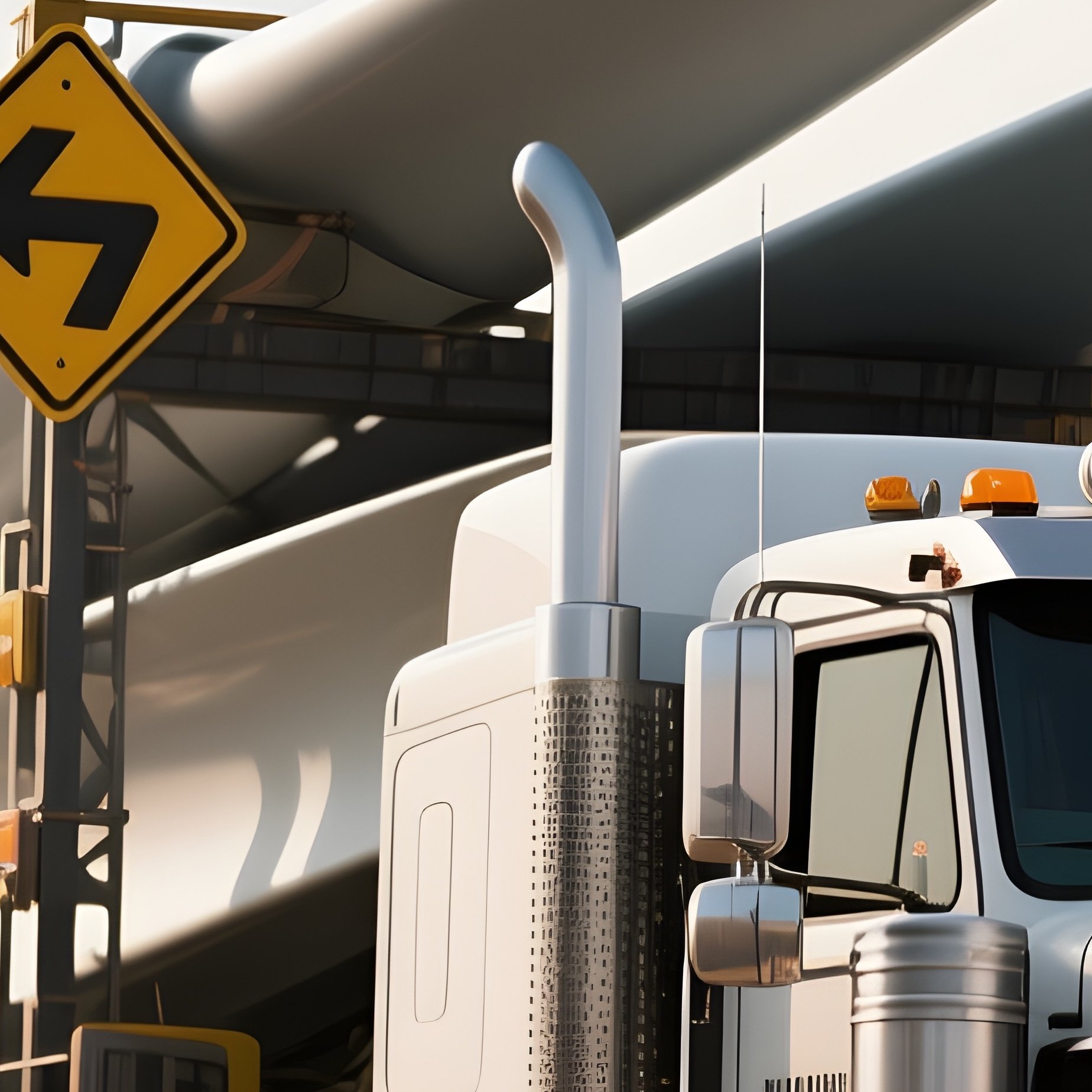 A Heavy Hauler With Oversized Load Signs Carrying Wind Turbine Blades - Full Resolution Quality Preview