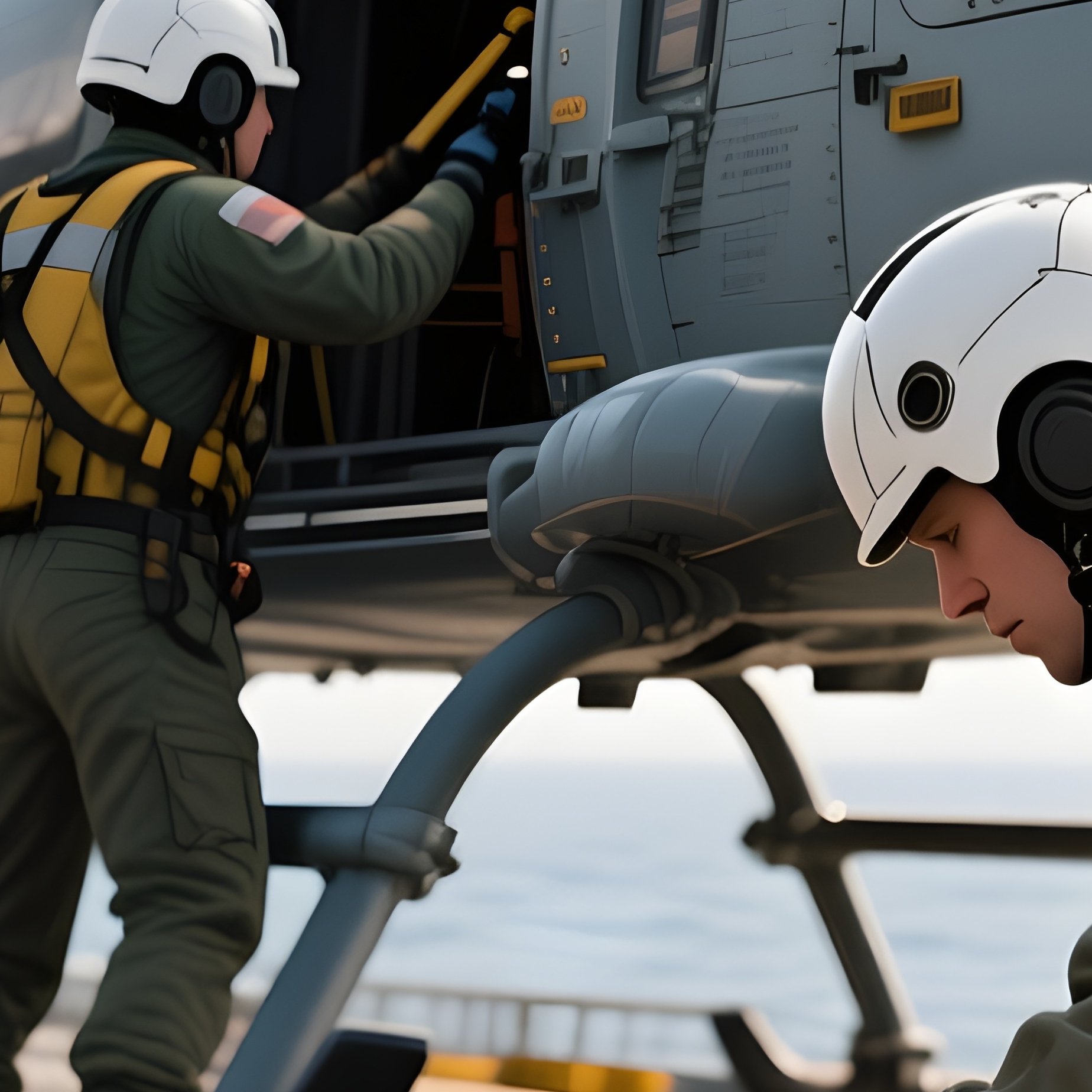 A Helicopter Support Vessel Preparing Gear On Deck - Full Resolution Quality Preview