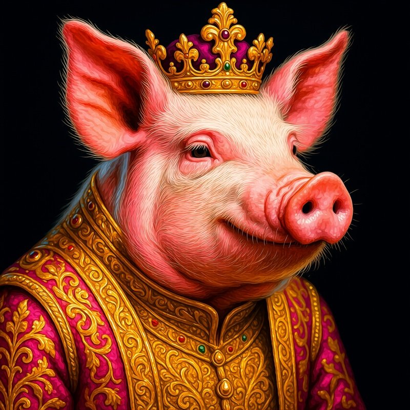A Heraldic Pig Breed Berkshire As An Art Object