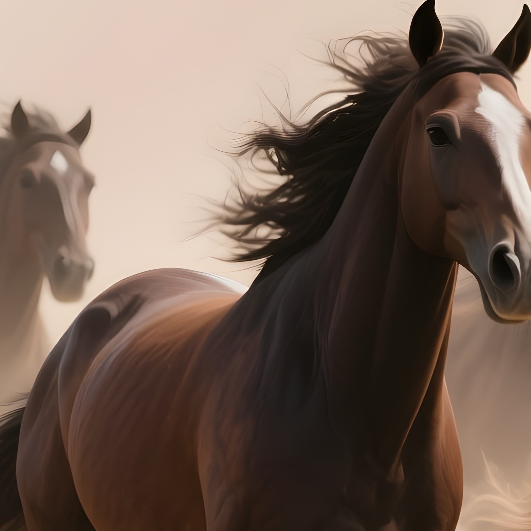 A Herd Of Wild Horses Galloping Through A Dust Storm. - Full Resolution Quality Preview