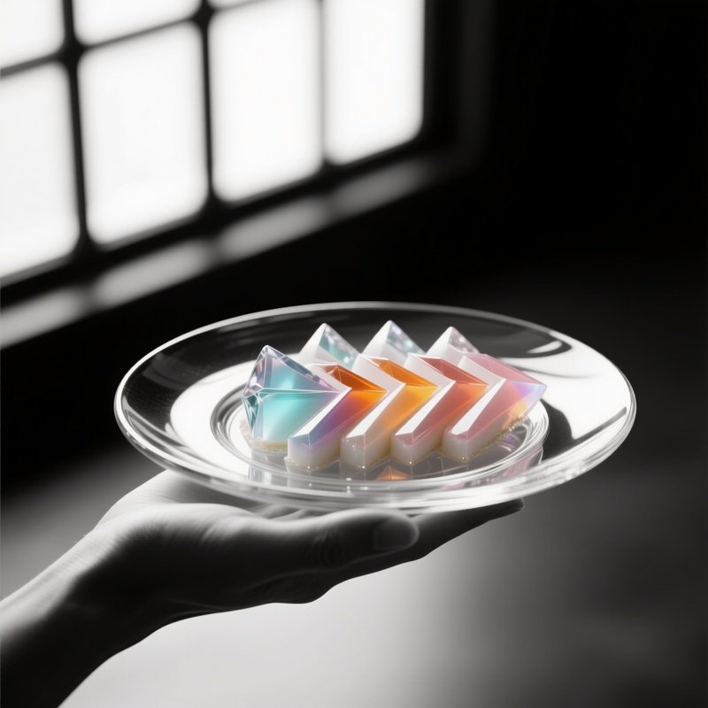 A High‑Contrast Black‑And‑White Studio Portrait Of A Close‑Up Hand Holding A Delicate Glass Dish