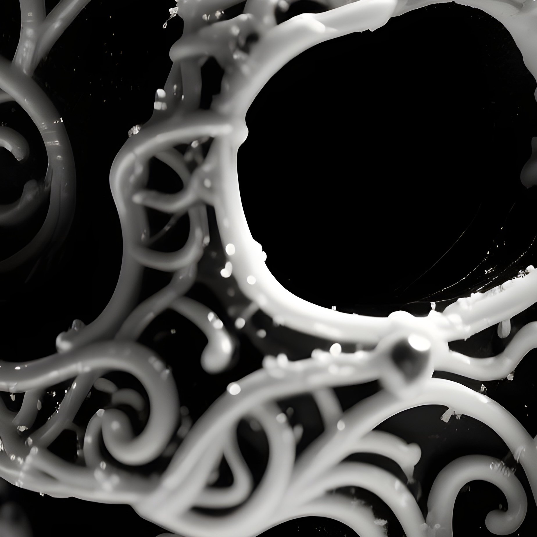 A High‑Contrast Black‑And‑White Studio Shot Of An Intricate Sugar Skull, Its Patterns Etched In - Full Resolution Quality Preview