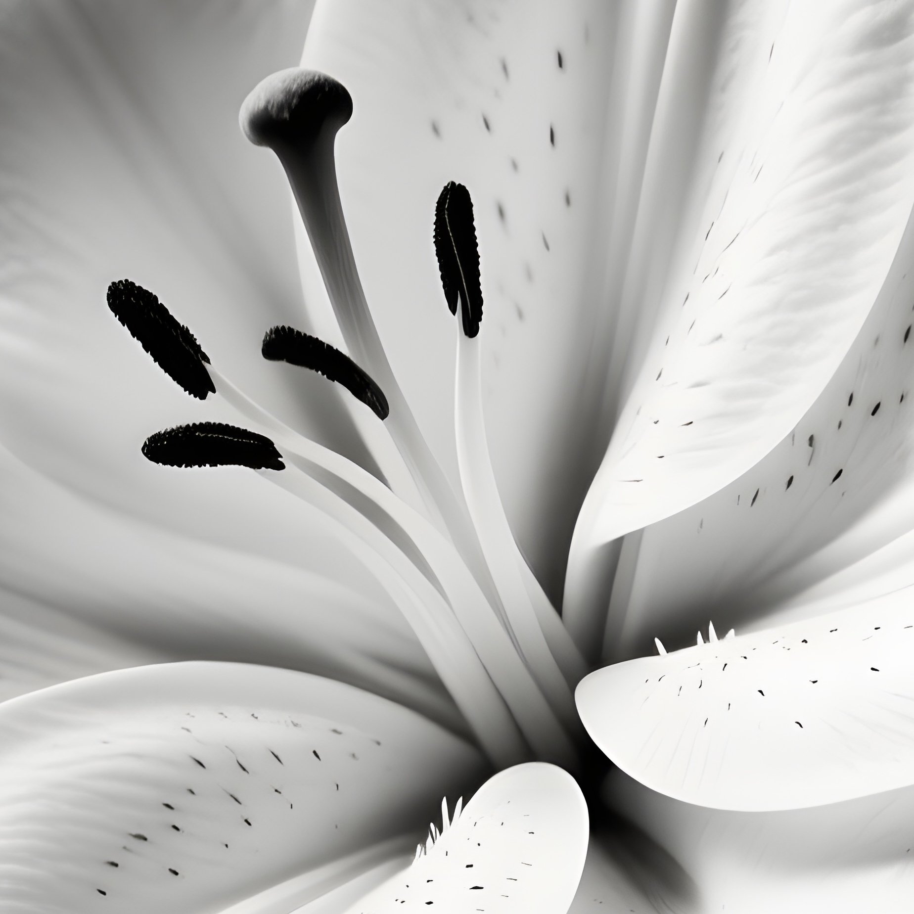 A High‑Contrast Black‑And‑White Study Of A Single White Lily Against A Deep Charcoal Background, - Full Resolution Quality Preview