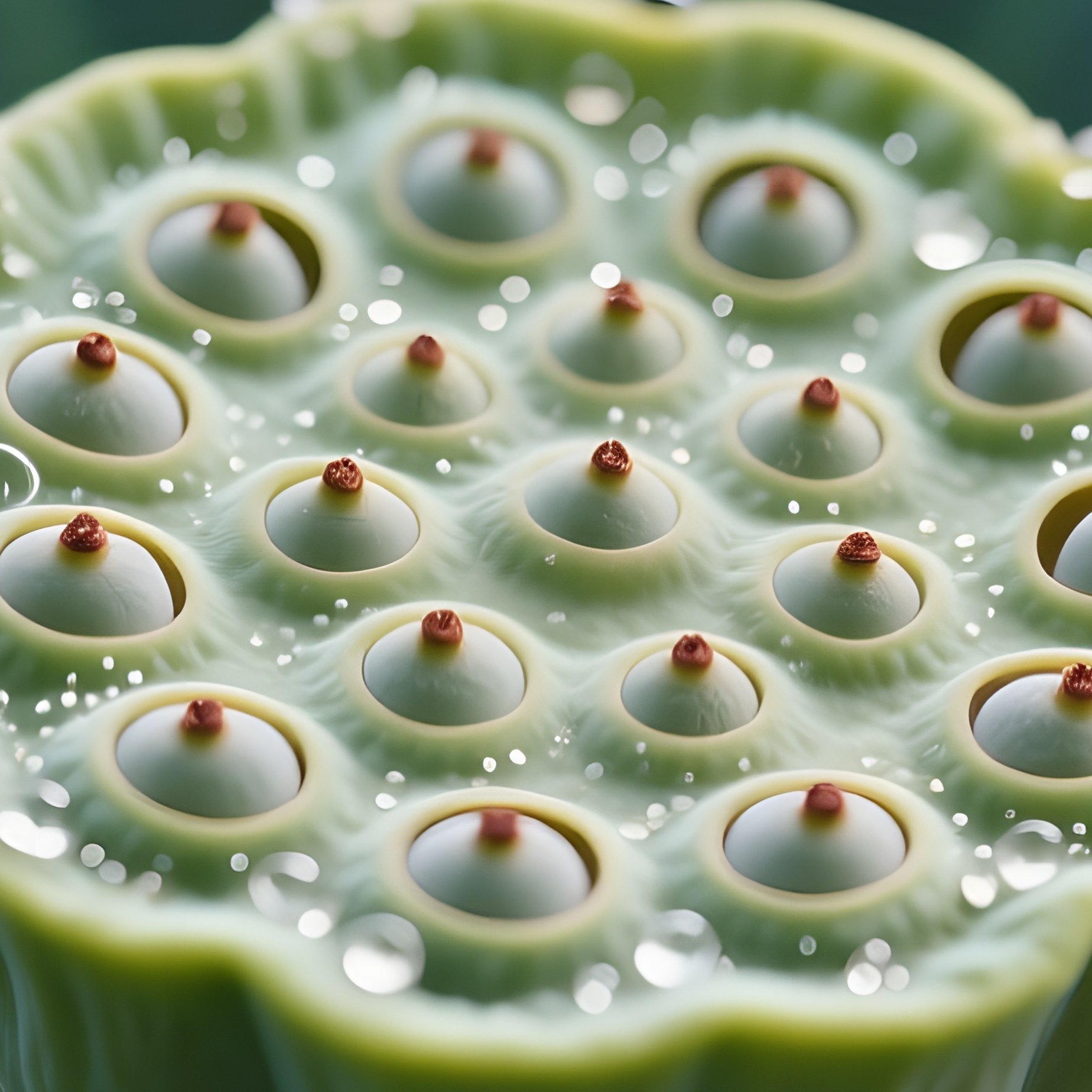 A High‑Definition Macro View Of A Water Lily’S Central Seed Pod, Intricate Patterns And Tiny - Full Resolution Quality Preview
