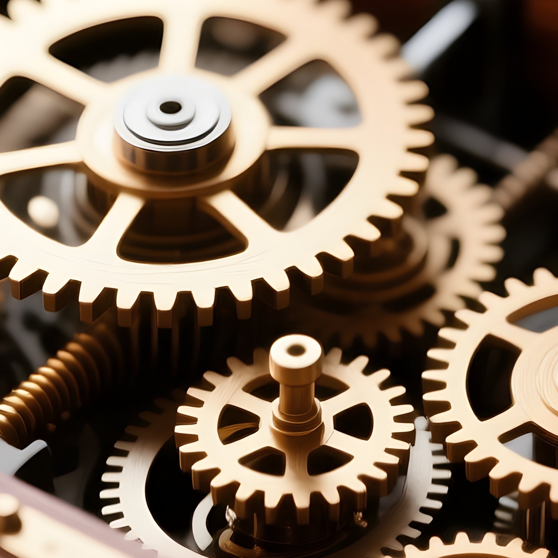 A High‑Detail View Of A Wooden Music Box Interior, Delicate Gears Perched On Rosewood Base With - Full Resolution Quality Preview