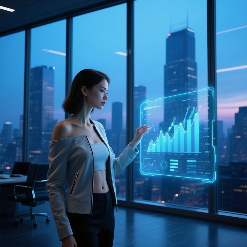 A High‑Rise Office Floor With Floor‑To‑Ceiling Windows, A Sophisticated Woman In A Minimalist Tech