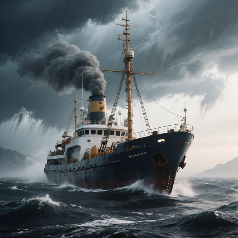 A High Seas Expedition Vessel Drifting Near Storm Fronts