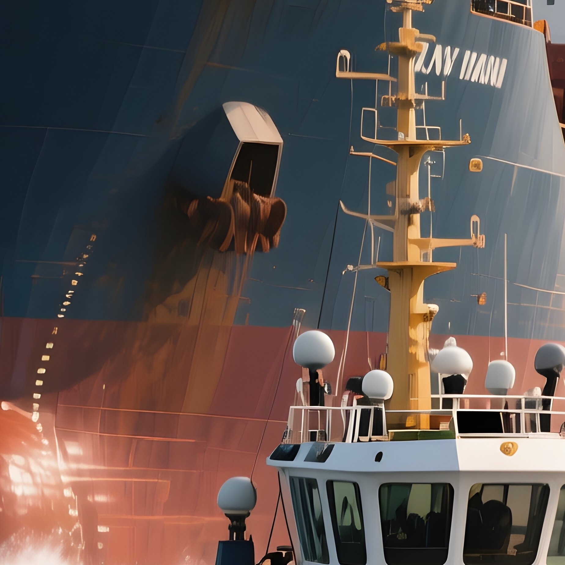 A High Seas Tug Towing A Massive Barge Through Open Ocean - Full Resolution Quality Preview