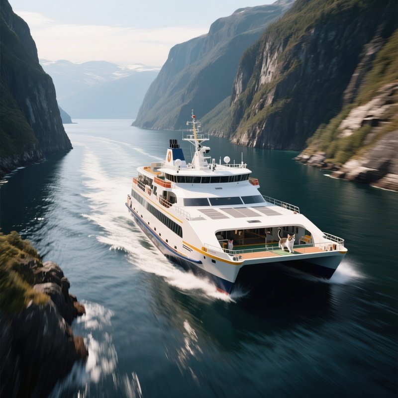 A High Speed Catamaran Ferry Crossing A Deepwater Strait
